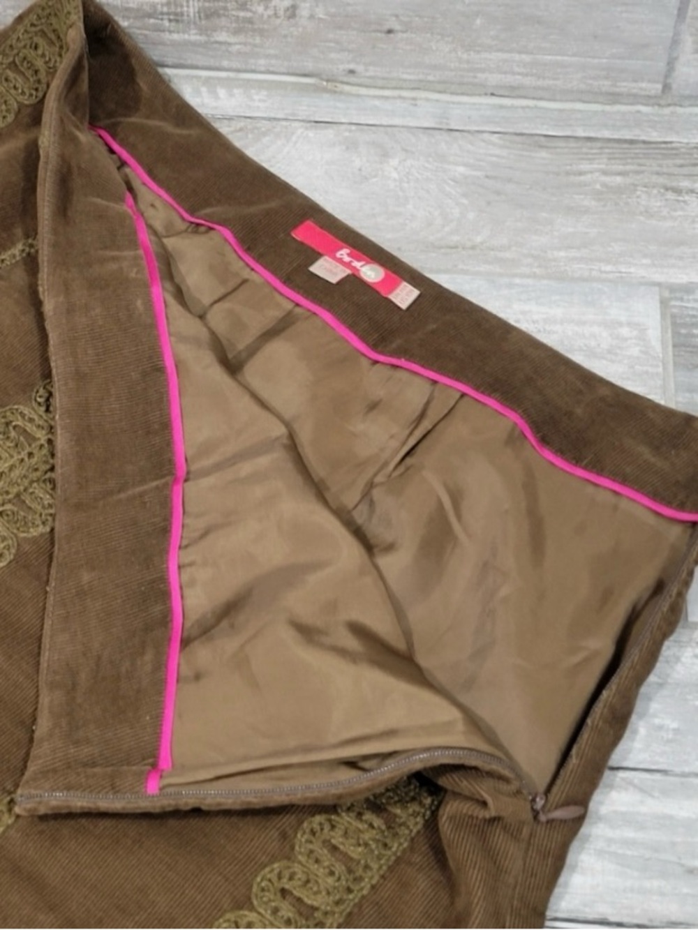 BODEN Embroidered Corduroy A-Line Skirt - Picture 6 of 12